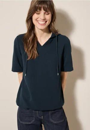 Cecil Damen Kapuzenpullover mit Struktur in Blau, Gr: XS