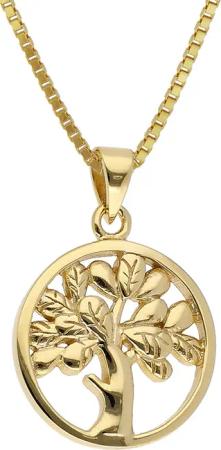 trendor 41554 Anhänger Lebensbaum Gold 333/8K mit goldplattierter Silberkette