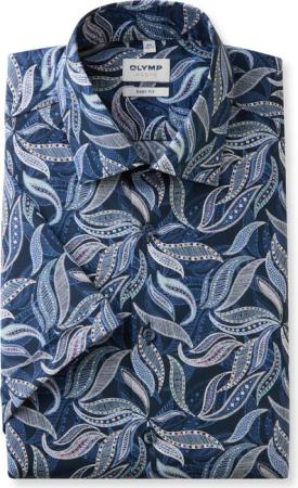 OLYMP Level Five, Business Hemd, body fit, Blau, Kurzarm, Kent, 43