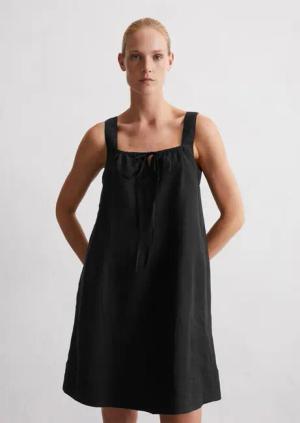 Kurzes Leinenkleid flared