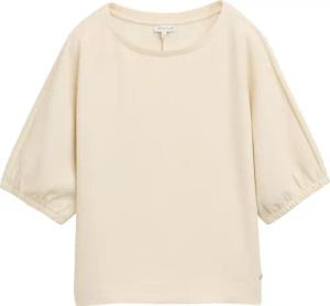 TOM TAILOR Damen Loose Fit Sweatshirt im Material-Mix, beige, Uni, Gr. L