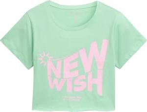 TOM TAILOR Mädchen Cropped T-Shirt mit Print, grün, Uni, Gr. 152