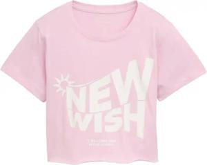 TOM TAILOR Mädchen Cropped T-Shirt mit Print, rosa, Uni, Gr. 152