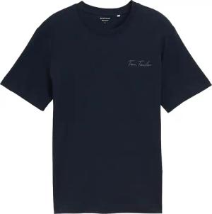 TOM TAILOR Herren Basic T-Shirt mit kleinem Logo-Print, blau, Uni, Gr. S