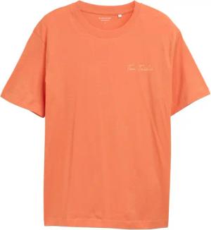 TOM TAILOR Herren Basic T-Shirt mit kleinem Logo-Print, orange, Uni, Gr. L