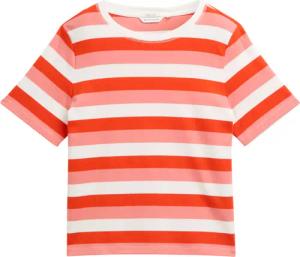 TOM TAILOR Damen T-Shirt aus Baumwolle, rot, Gestreift, Gr. S