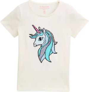 TOM TAILOR Mädchen T-Shirt mit Wendepailletten, weiß, Uni, Gr. 92/98