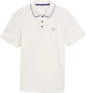 TOM TAILOR Herren Piqué Poloshirt mit Print, weiß, Uni, Gr. XXL