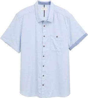 TOM TAILOR Herren Plus Size - Kurzarmhemd mit Brusttasche, blau, Uni, Gr. 3XL