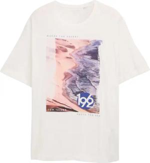 TOM TAILOR Herren Plus Size - T-Shirt mit Foto-Print, weiß, Uni, Gr. 3XL