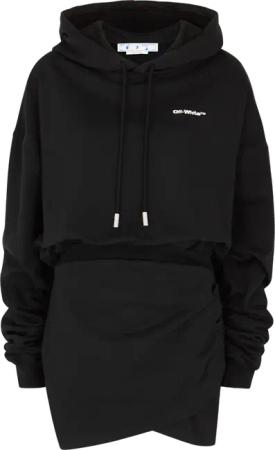 Off-White - Abito nero con cappuccio con logo ricamato - Größe XS - schwarz