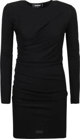 Dsquared2 - Ruched Long Sleeve Mini Dress Black - Größe S - schwarz