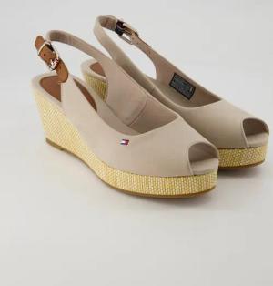 Tommy Hilfiger Schuhe - Iconic Elba Sling Back Leder und Textil (Grau, Gr. 39)