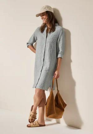 Cecil Damen Gestreiftes Leinenkleid in Grün, Gr: XL