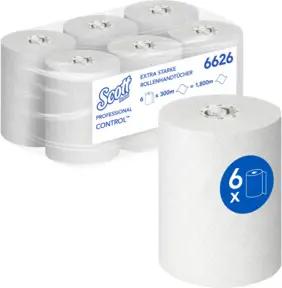 Scott Control Extrastarke Papierhandtücher gerollt, 6 x 300 m weiße Handtücher Rollen