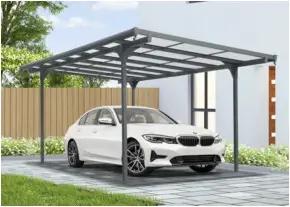 floraworld Carport 6M mit 6 mm Platten 299 x 496 x 210/226 cm