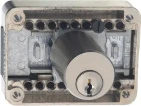JuNie Zylinderriegelschloss 2828,D 15-40mm aufliegend Metall vernickelt, ls/rs