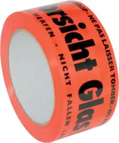 PVC-Warnband 50mm x 66m Vorsicht Glas leuchtorange