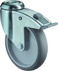 BS Rollen Lenkrolle C121.A80m.Totalfestst. mit Rückl., Ø 125, B 31mm 80kg, Gummi