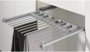 Hettich Schrank-Hosenhalter Amari 9132917 Li.Korpusb.600-700mm 10 Hosen,Stahl silber
