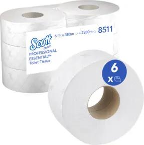 Scott Essential Jumbo Toilettenpapierrolle, 6 Rollen x 380m Blatt 2-lagigen Toilettenpapiers