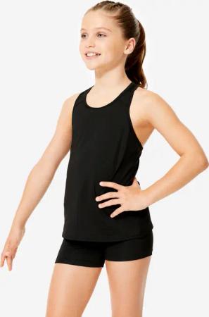 Top Mädchen Schwimmerrücken - schwarz