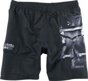 Rammstein Badeshort - Broken Logo - L bis 3XL - für Männer - Größe XL - schwarz/grau - Lizenziertes Merchandise!