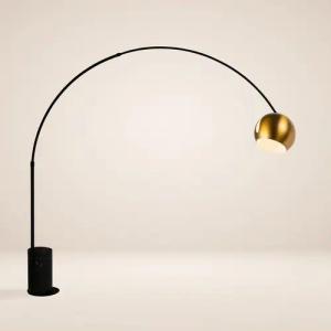 s.luce Stehlampe Ball Bogenlampe mit Marmorfuß modern Schwarz, Gold