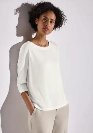 Street One Frauen Strick-Look Shirt in Weiß, Gr: 42