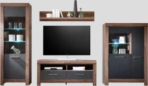 HBZ Mediawand "Balin mit LED-Beleuchtung, Stellmaß 325x197x45 cm", (4 St.), Wohnwand, TV Lowboard für 55 Zoll geeignet