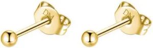 Dear Me Paar Ohrstecker Damen 585 Massivgold winzige Kugeln Basic, 14K Massivgold Ohrringe Gelbgold/Weißgold, Echtgold Brautschmuck