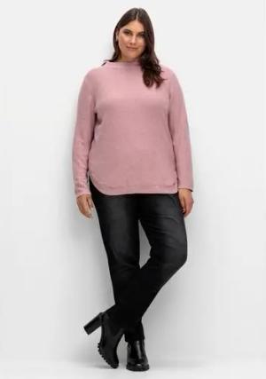 Schmale Jeans mit Rippstrick-Dehnbund, black Denim, Gr.40