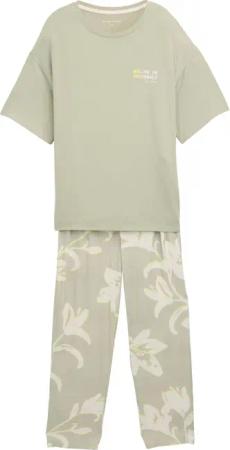 TOM TAILOR Damen Pyjama-Set mit Allover-Print, grün, Geblümt, Gr. S/36