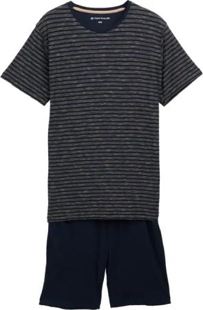 TOM TAILOR Herren Pyjama-Set mit Streifenmuster, blau, Gestreift, Gr. 52