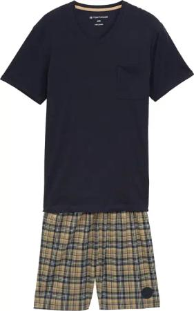 TOM TAILOR Herren Pyjama-Set mit Karomuster, blau, Kariert, Gr. 56