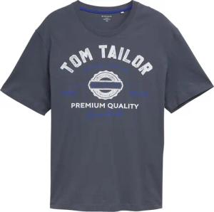TOM TAILOR Herren Plus Size - T-Shirt mit Logo Print, grau, Uni, Gr. 2XL
