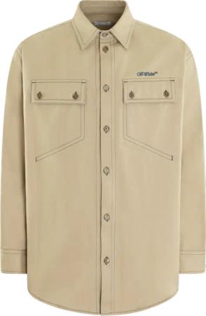 Off-White - Heren Stitch Cotgab Overshirt Beige - Größe 50 - beige