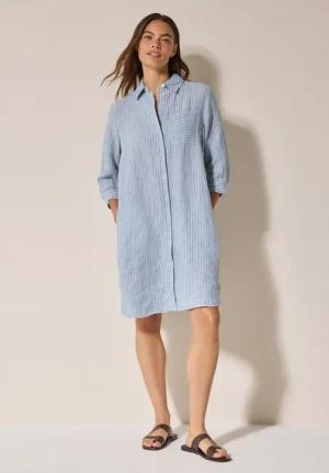 Cecil Damen Gestreiftes Leinenkleid in Blau, Gr: L