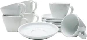 Gastro Spirit Espressotasse 12-teiliges Espressodoppio-Tassen Set 180 ml, weiß, Porzellan, Italia, Porzellan, 12-teiliges Set, 180 ml