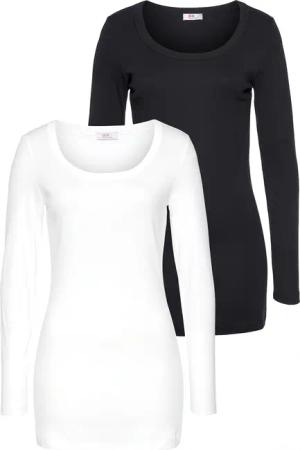 Flashlights Langarmshirt, (Packung, 2 tlg.), sehr figurbetonter Schnitt, Rundhalsausschnitt, aus 100% Baumwolle