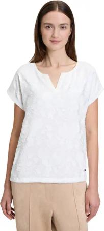 Betty&Co Kurzarmshirt "Betty & Co Casual-Shirt mit V-Ausschnitt", (1 tlg.), Materialmix