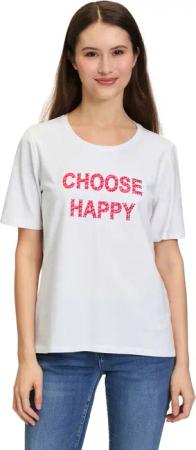 Betty Barclay Kurzarmshirt "Betty Barclay Basic Shirt mit Aufdruck", (1 tlg.), Glitzersteine