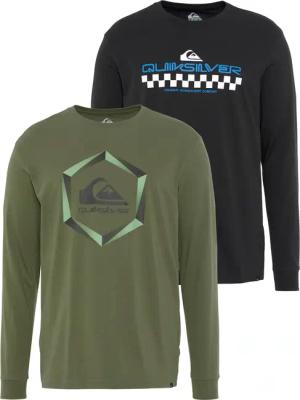 Quiksilver Langarmshirt "Herren Doppelpack mit Logodruck", (Packung, 2 tlg.)