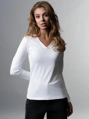 Trigema T-Shirt "TRIGEMA Langarmshirt mit V-Ausschnitt", (1 tlg.)
