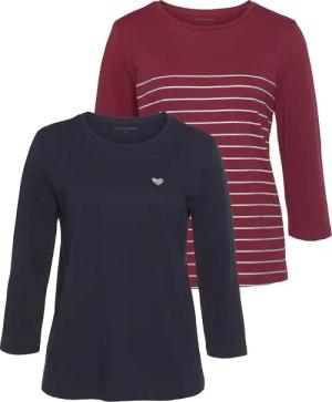 TOM TAILOR 3/4-Arm-Shirt, (Packung, 2 tlg., 2er-Pack), im Doppel - immer Ringel + uni
