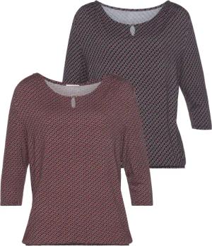 Vivance Rundhalsshirt "mit goldfarbenem Zierknopf am Ausschnitt", (2er-Pack), aus weichem Viskose-Stretch