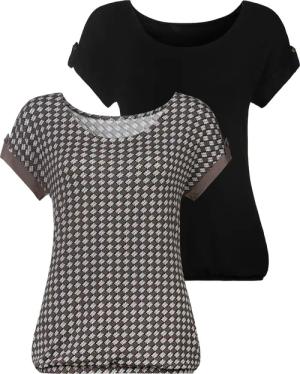Vivance T-Shirt, (2er-Pack), mit kleinem Beleg und goldfarbenen Knopf am Ärmelsaum