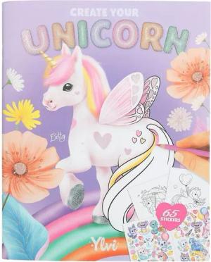 Depesche Malvorlage Ylvi Create your Unicorn Einhorn Malbuch Ausmalbuch inkl. Sticker