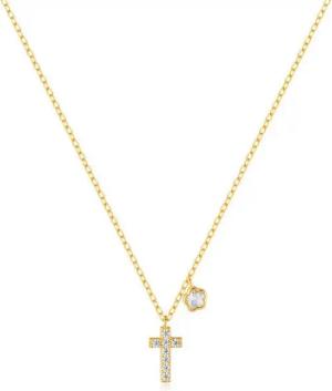 KARMA Silberkette Halskette Kreuz Gold vergoldet Damen Kette Silber925 (Zirkonia, Silberhalskette modern), Damenhalskette modern