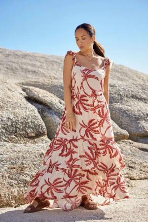 Myleene Klass Sommerkleid Myleene Klass Gestuftes Sommerkleid Palmenprint (1-tlg)